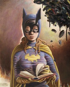 "Repetition #17: Portrait of Batgirl," Oil on Canvas, 20 x 16 in, Jul-Aug 2019